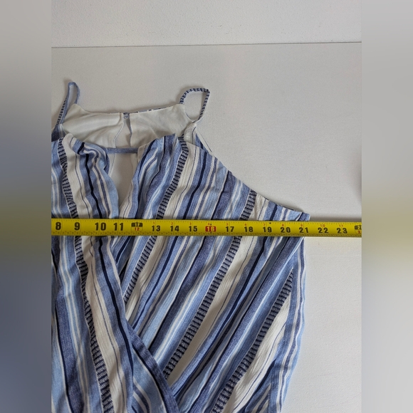 New BCX juniors striped Short romper XL Blue White Rayon Sleeveless Summer - Picture 13 of 16